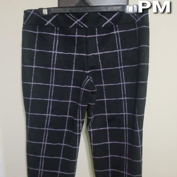 Tan Jay Pants Petite Medium Casual Business Modern Black Purple Plaid - Picture 1 of 9